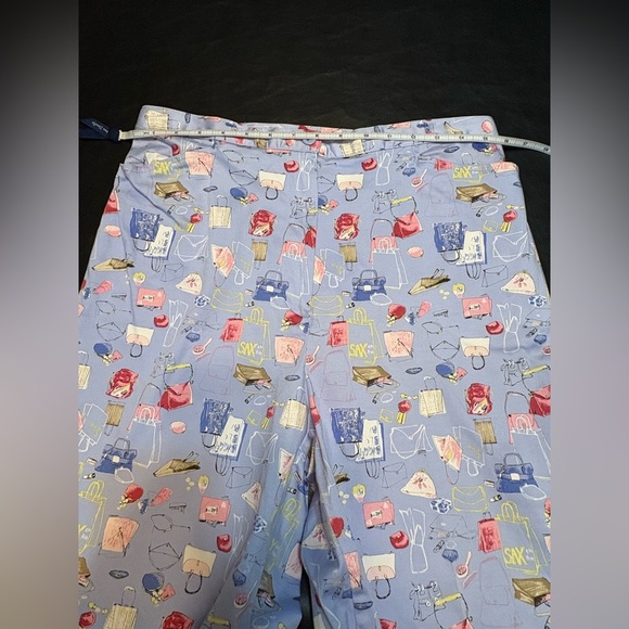 Southern Lady Blue Ankle Cropped Pants with Feminine Print size 12 - Picture 5 of 14